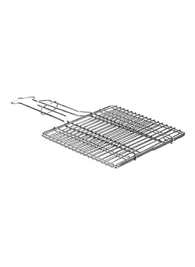 ماركة غير محددة Grilling Net With 10 Handle Chrome Stainless Steel Nickel Coating Silver 40cm 