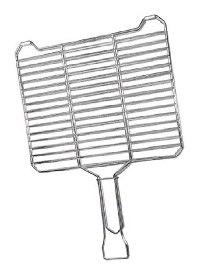 ماركة غير محددة Large Grille Grill Net Handle 12 Chrome Stainless Steel Nickel Coating Silver 45cm 
