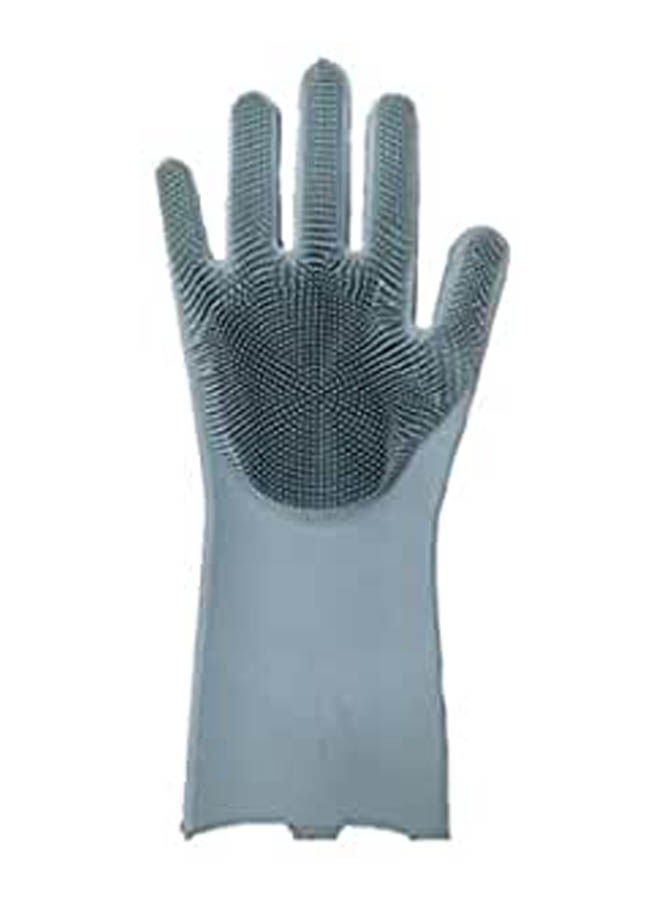 Magic Reusable Silicone Gloves With Wash Scrubber Dishwashing Gloves Grey 