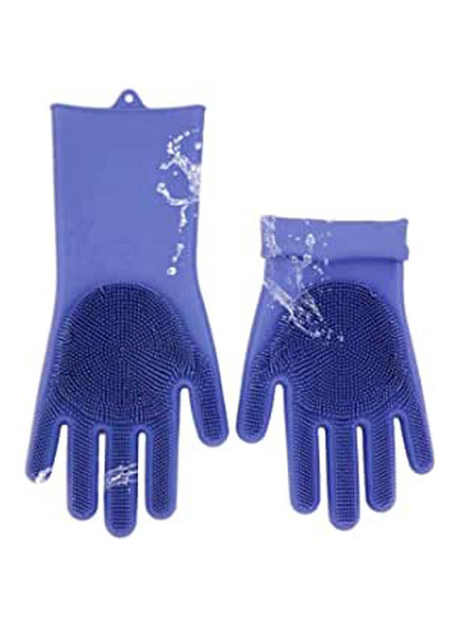 Magic Reusable Silicone Gloves With Wash Scrubber Dishwashing Gloves Purple 