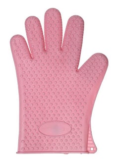 Generic Microwave Oven Mitts Heat Resistant Silicone Glove Pink 