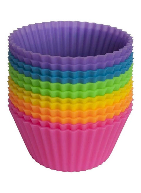 Pantry Elements Silicone Baking Cups - Set Of 12 Reusable Cupcake Liners Multicolour