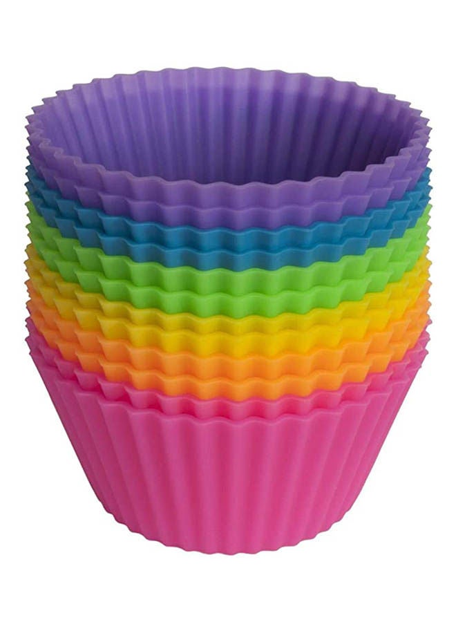 ماركة غير محددة - Pantry Elements Silicone Baking Cups - Set Of 12 Reusable Cupcake Liners Multicolour - Image 1