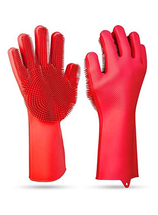 Reusable Silicone Dishwashing Gloves Red 14.5incm - Image 1