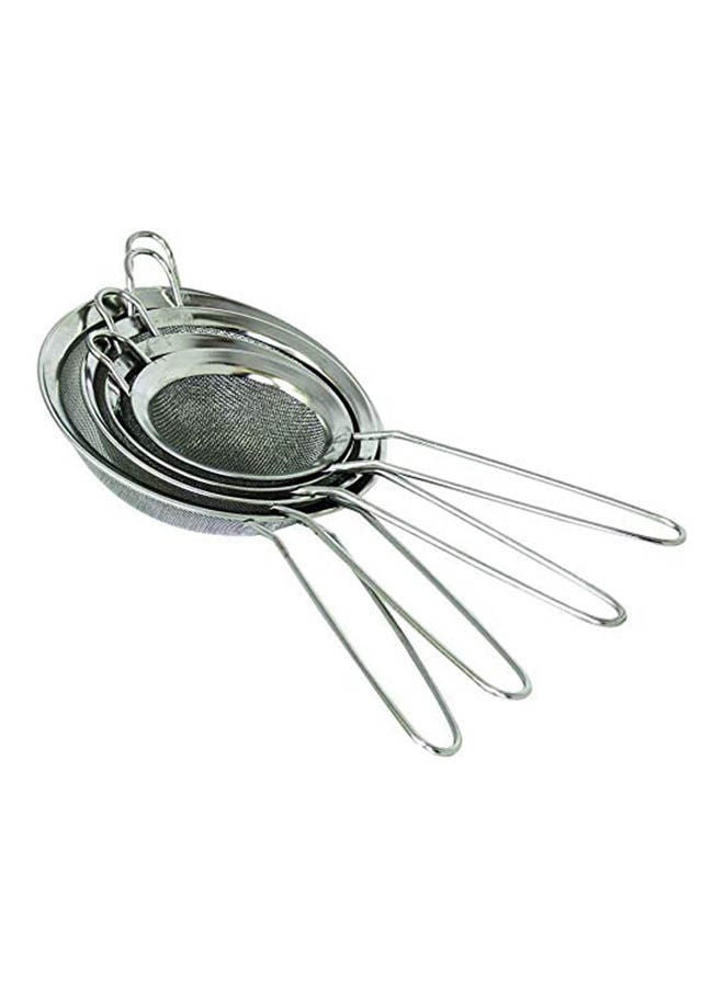 Generic - Classic Tea Stainer Set With Handle 4 Pcs Silver - Image 1