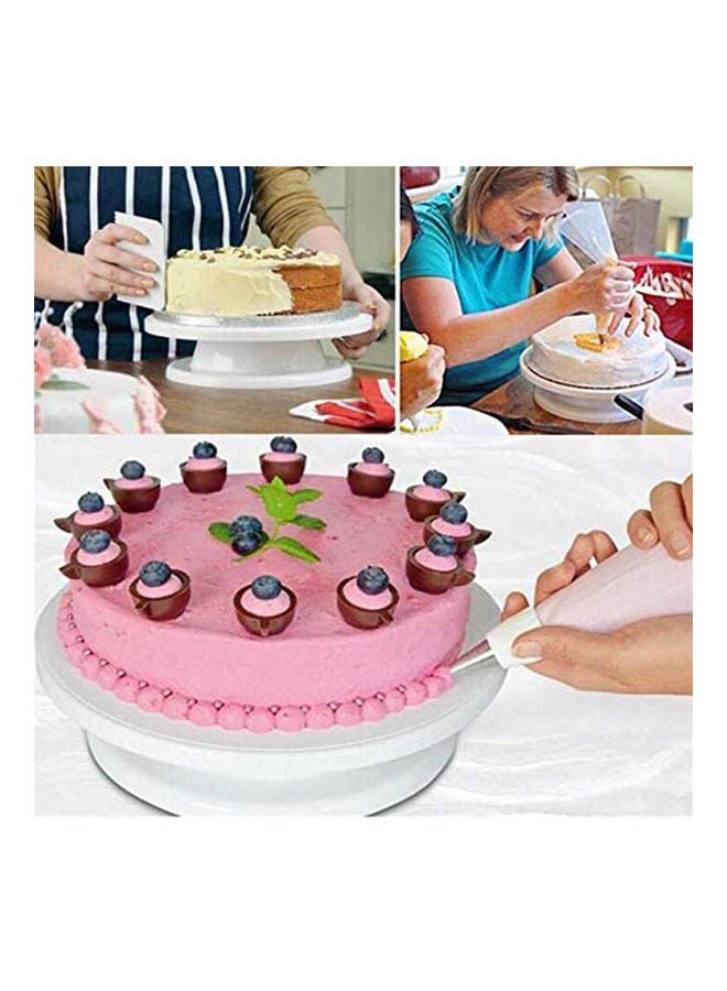 360 Degree Cake Turntable, Rotating Cake Stand, Pedestal Cake Table White - Image 2
