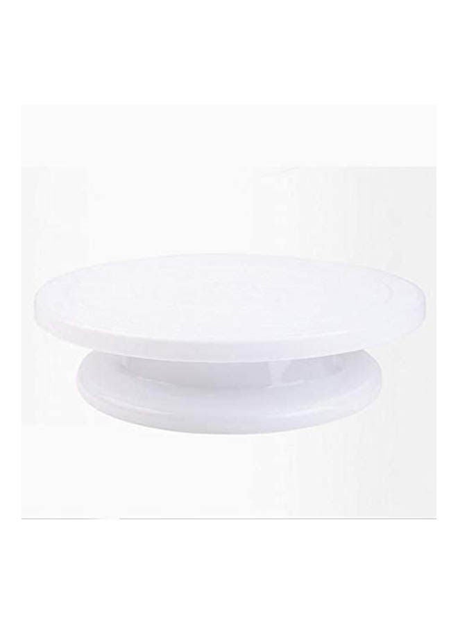 360 Degree Cake Turntable, Rotating Cake Stand, Pedestal Cake Table White - Image 1