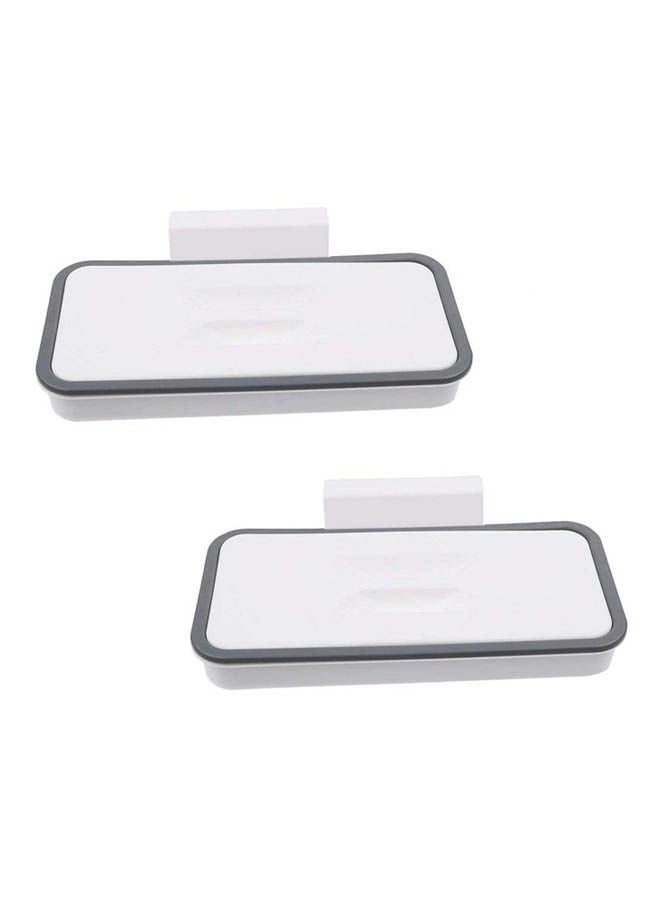 2Pcs Kitchen Tools Garbage Bag Holder Cupboard Door Back Trash Rack Storage White  - Image 1
