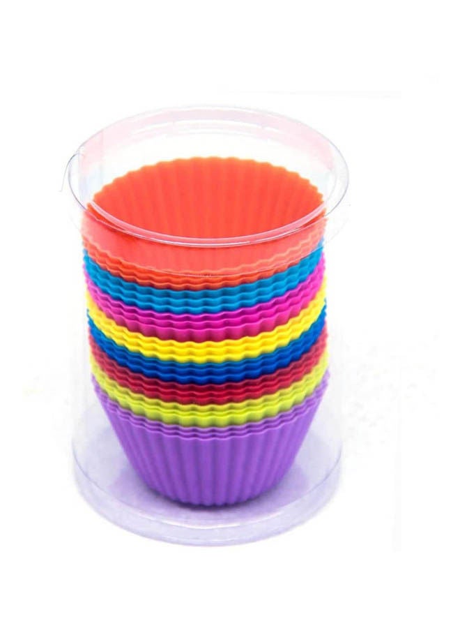 24 Suits Silicone Muffin Cup Round Cake Small Mold Baking Cup Tool Multicolour