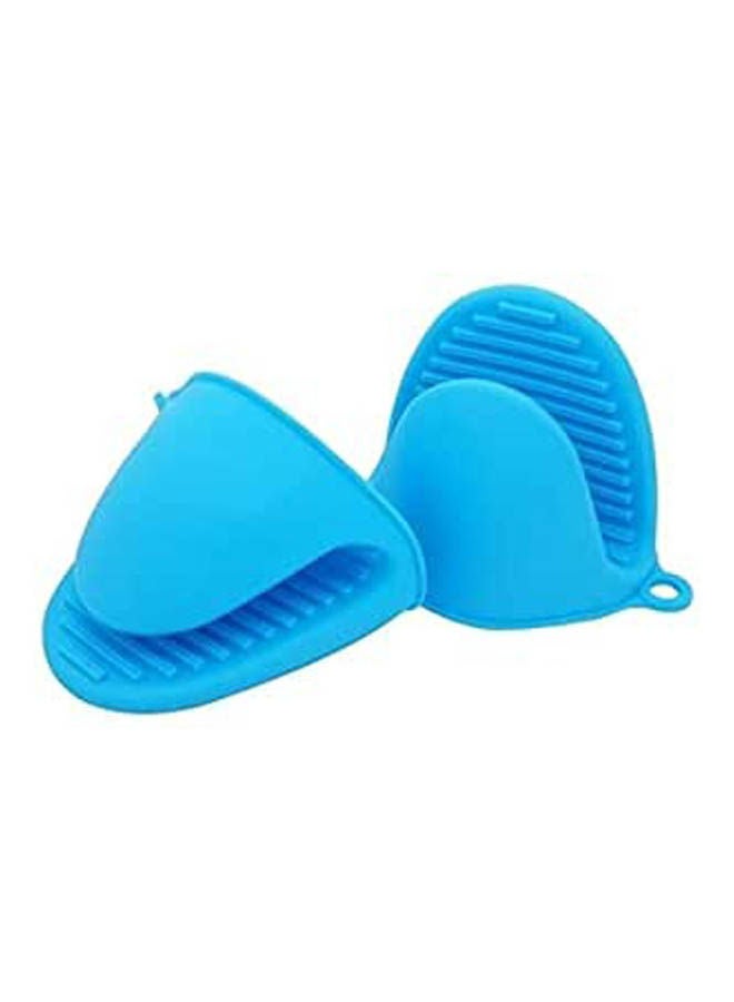 2 Pcs Kitchen Cooking Insulated Gloves-Silicone Non-Slipco4189 Blue