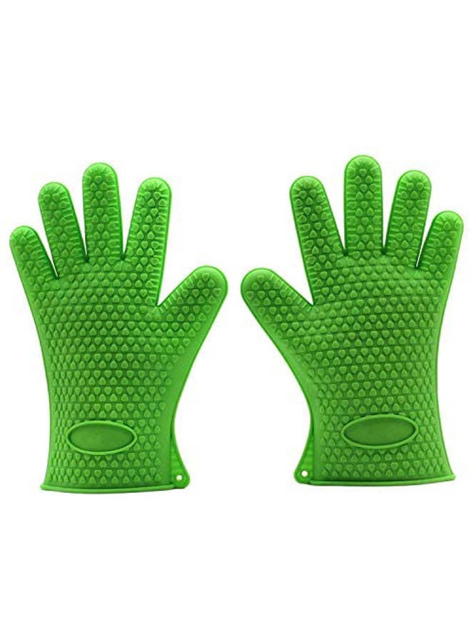 Bbq Grilling Gloves Oven Mitts Gloves For Cooking Baking Barbecue Potholder Multicolour 