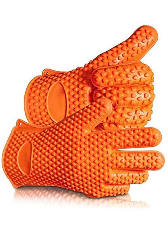 Bbq Grilling Gloves Oven Mitts Gloves For Cooking Baking Barbecue Potholder Multicolour