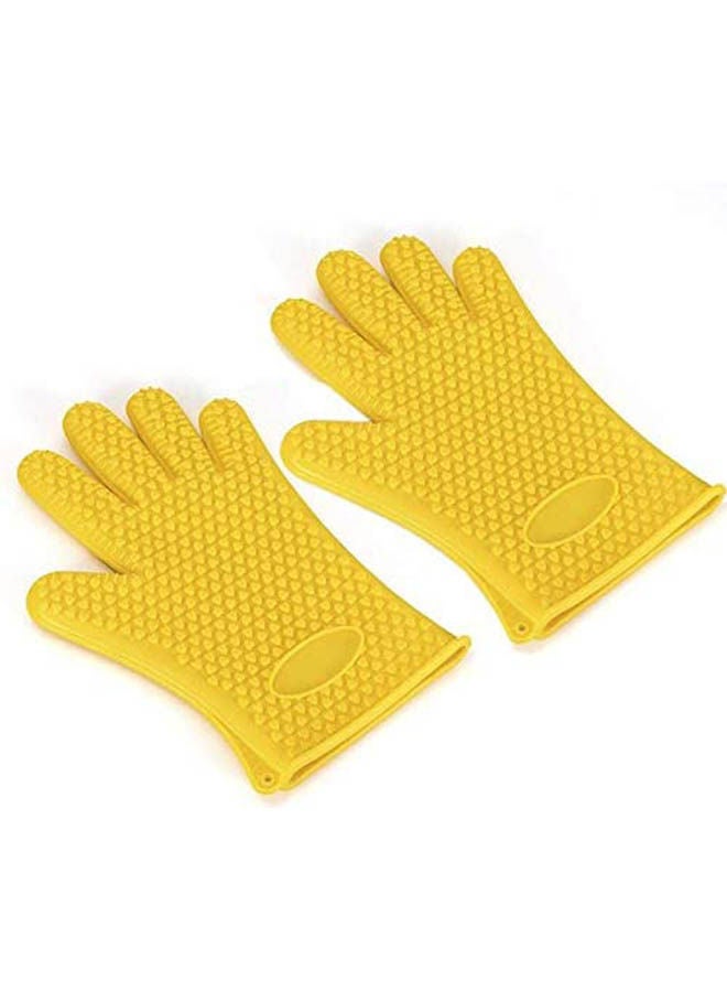 Bbq Grilling Gloves Oven Mitts Gloves For Cooking Baking Barbecue Potholder Multicolour