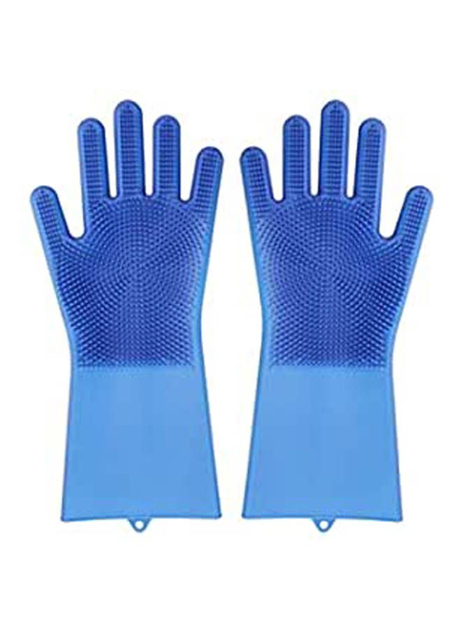 A Pair Magic Scrubber Cleaning Gloves Dusting Dish Washing Navy