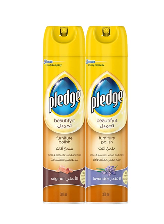 Pledge Furniture Polish Lavender And Original - Pack of 2 Multicolour 300ml