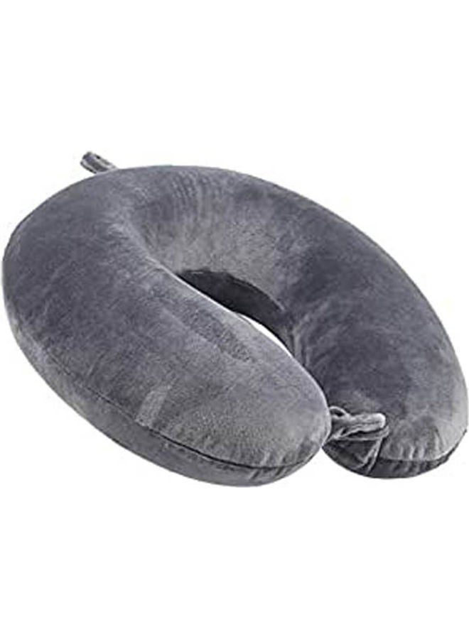 Generic Memory Foam Free Travel Neck Pillow Gray Cotton Blend Grey 
