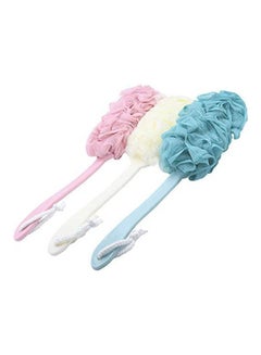 3 Piece Back Scrubber Loofah With Long Handle For Shower And Bath Multicolour