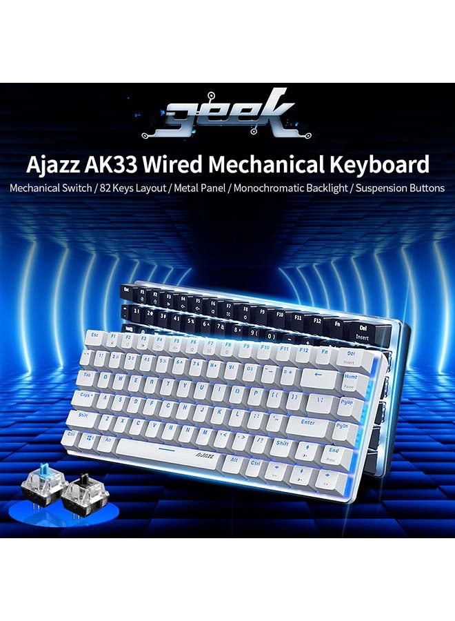 Generic - AK33 82 Keys USB Wired Mechanical Keyboard Monochromatic Backlight Gaming Keyboard - Image 1