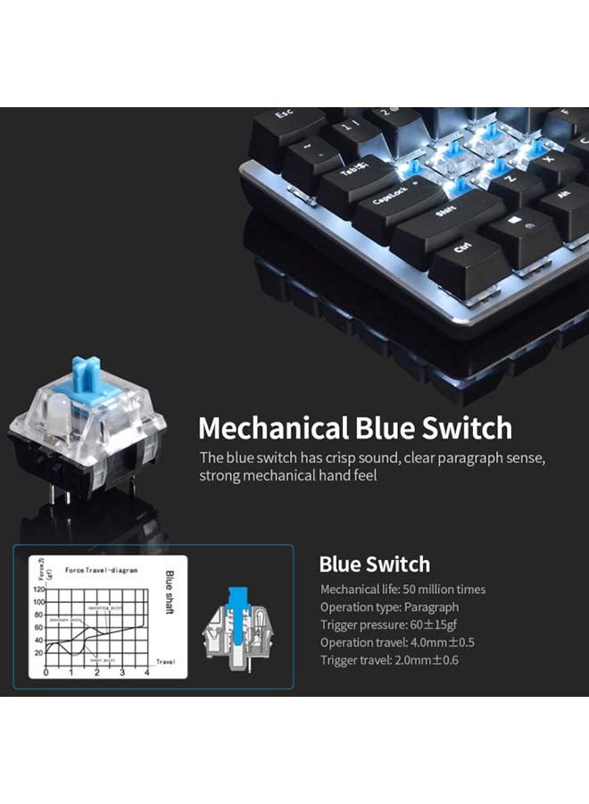 Generic - AK33 82 Keys USB Wired Mechanical Keyboard Monochromatic Backlight Gaming Keyboard - Image 1
