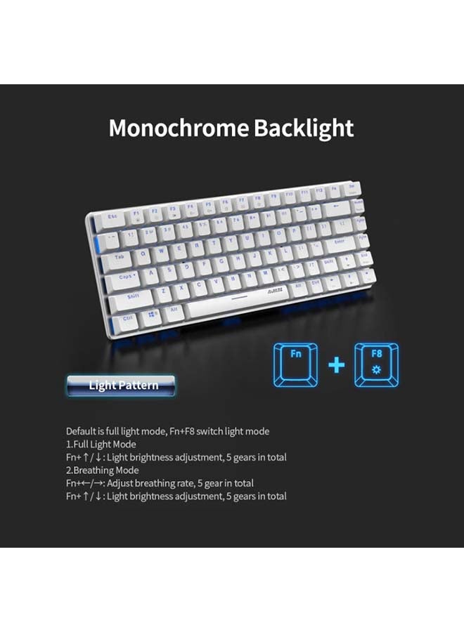 Generic - AK33 82 Keys USB Wired Mechanical Keyboard Monochromatic Backlight Gaming Keyboard - Image 1
