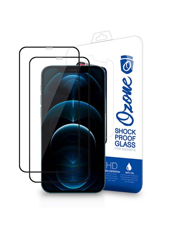 O Ozone 2-Piece Tempered Glass Screen Protector For iPhone 12 / iPhone 12 Pro Black - Image 1