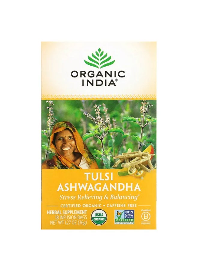 Organic India - Tulsi Ashwagandha Herbal Tea Bag 1.27ounce - Image 1