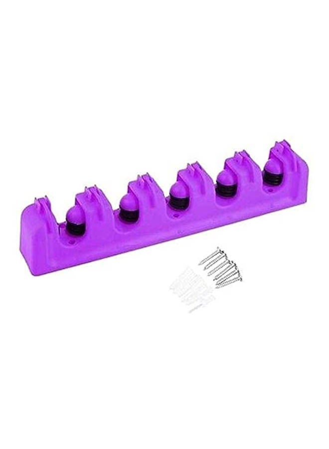 Universal Broom Holder And Organizer 5 Pcs 6 Hooks Purple