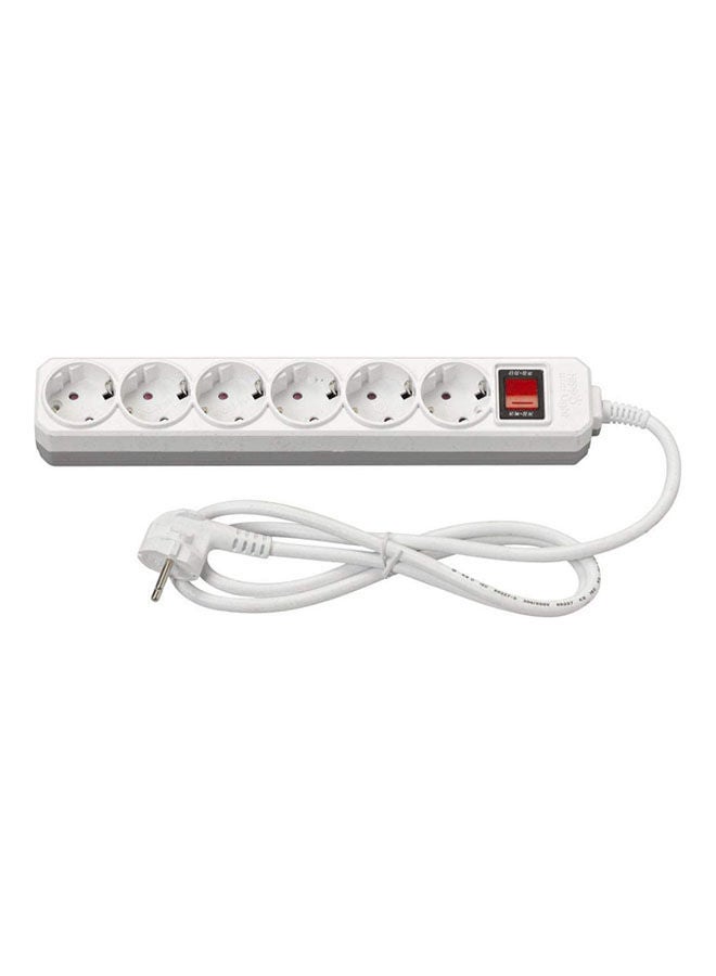 Generic Power Strip Extension Board 3 Meters Cord 6 Sockets With Master Illuminated Switch White 