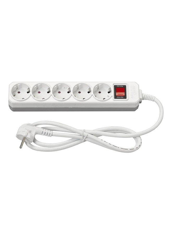 Generic Power Strip Extension Board 5 Meters Cord 5 Sockets With Master Illuminated Switch White 