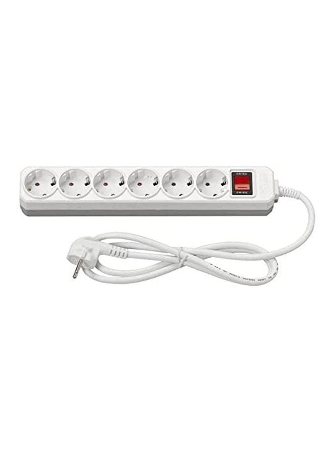 Generic Power Strip Extension Board 5 Meters Cord 6 Sockets With Master Illuminated Switch White 