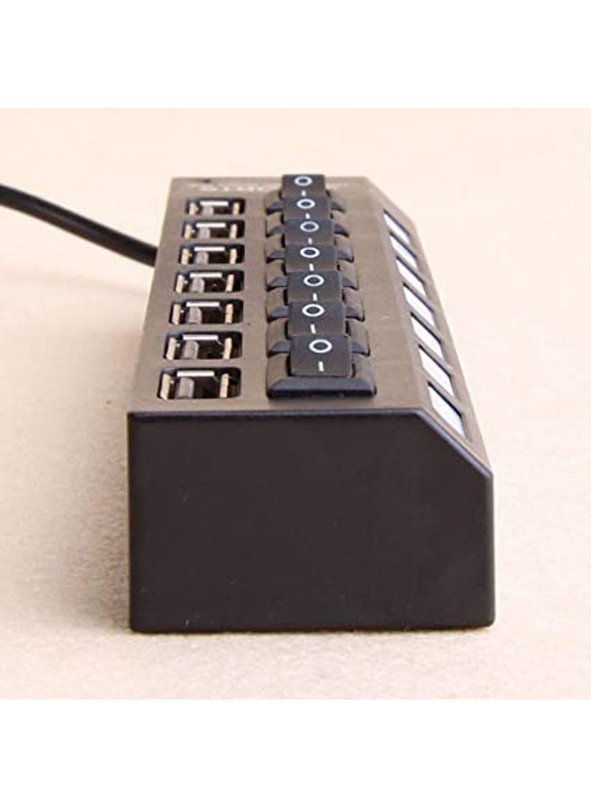 7 Ports Usb 2.0 High Speed Adapter Hub Power On/Off Switch 480Mbps Multicolour - Image 1