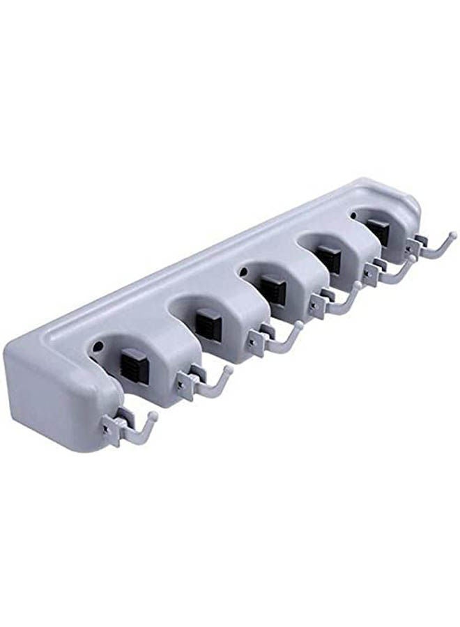 Mop And Broom Holder Garden Tool Wall Mounted Organizer Grey 