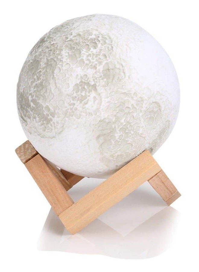 ماركة غير محددة - 3D Moon Lamp Creative Bedside Led Night Light Table Desk Touch Sensor White 15cm - Image 1