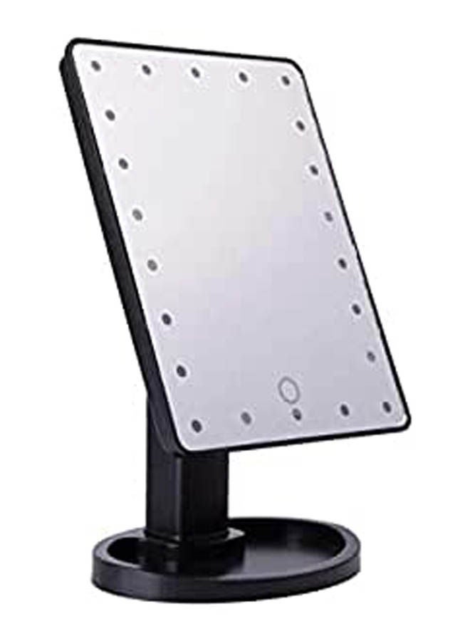 Generic Adjustable Led Touch Screen Makeup Mirror 22 Leds Lighted Make-Up Cosmetic Mirror Black 22x22cm 