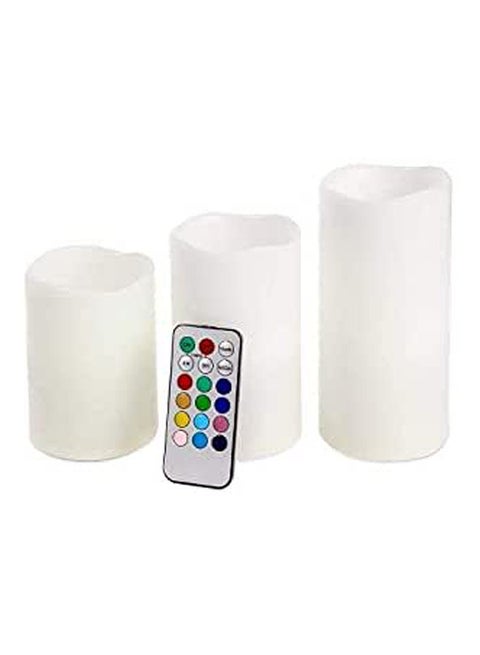 Skycandle Led Pillar Candle With Remote For Diwali Gift And All Purpose Gifting White