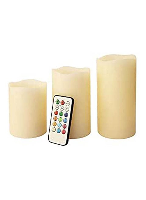 Electric Candles With Remote Control Set Of 3 Beige