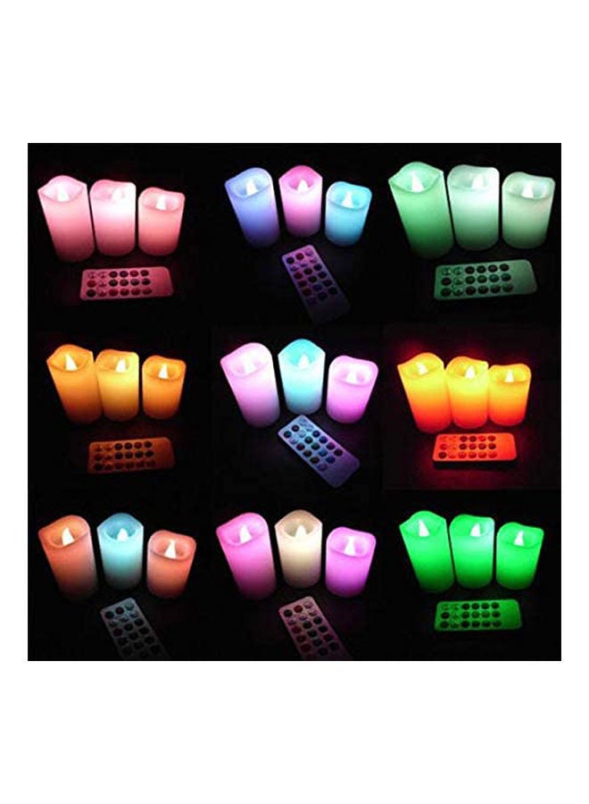 ماركة غير محددة - Electric Candles With Remote Control Set Of 3 Beige - Image 1