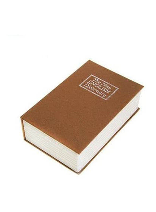 Large Dictionary Book Diversion Metal Safe With Key Lock Brown 26.5x20cm 