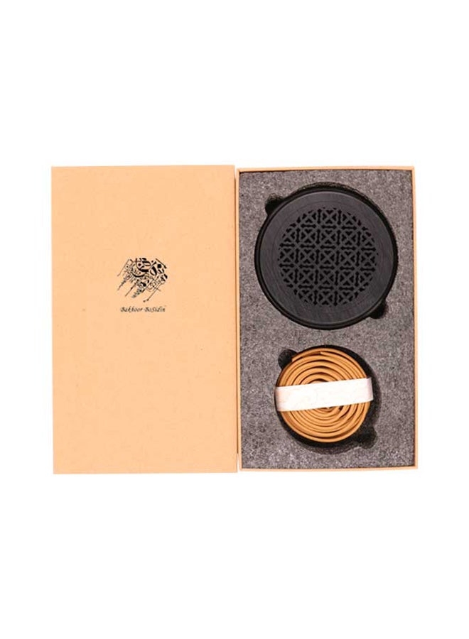 Bakhoor BoSidin - 10 Piece - Oud Bakhoor Incense Coil with Wooden Incense Burner Brown 200grams - Image 1