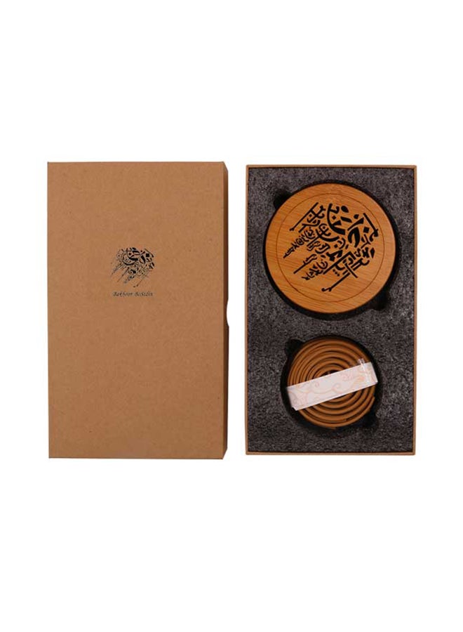 Bakhoor BoSidin 12 Piece - Oud Bakhoor Incense Coil with Wooden Incense Burner Mabkhara Brown 200grams  - Image 1