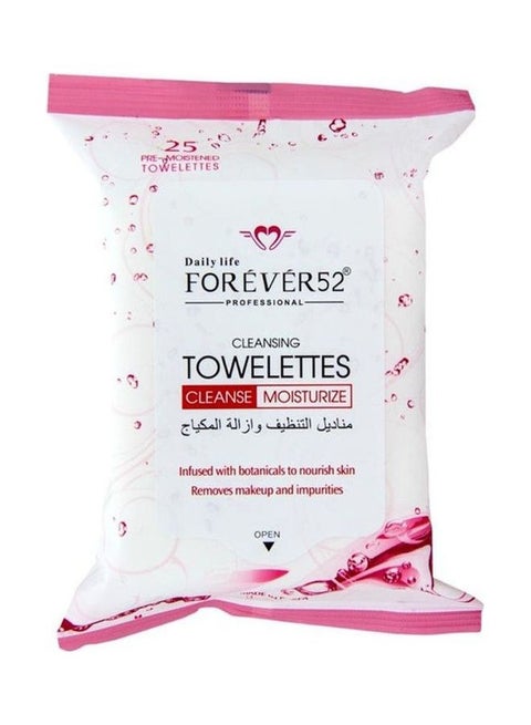 25-Piece Cleansing Make Up Remover Towelettes White