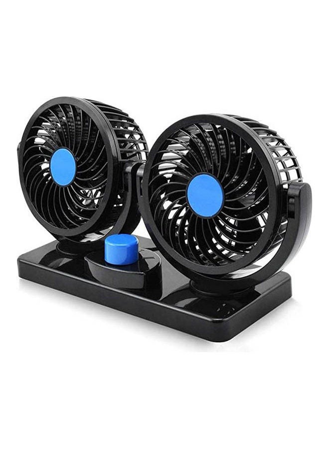 Generic - 12V Electric Car Fan 360 Degree Rotatable Dual Head Car Auto Cooling Air Fan Powerful Quiet 2 Speed - Image 1