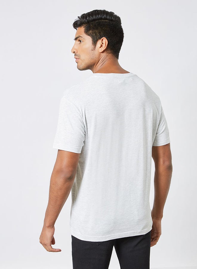 Premium Cotton Blend V-Neck Short Sleeves T-Shirt Light Grey