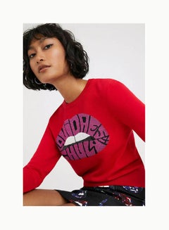 DESIGUAL Fine-Knit Lips Jumper Red  - Image 1