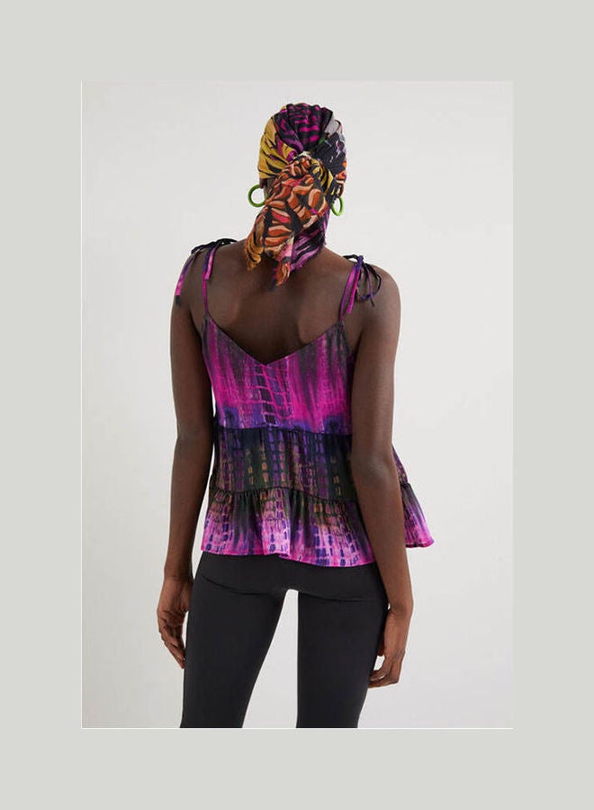 DESIGUAL - Tie-Dye Strap Top Multicolour Print - Image 1