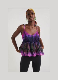 Tie-Dye Strap Top Multicolour Print