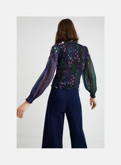 DESIGUAL Floral Long Sleeve Blouse Violet Print  - Image 3