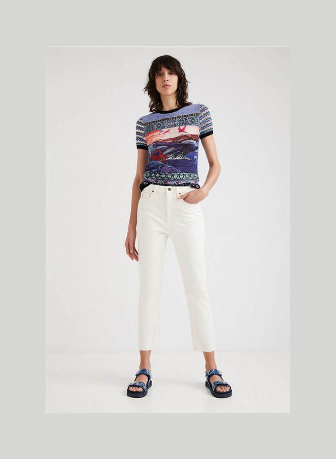DESIGUAL Straight Cropped Jeans White  - Image 3