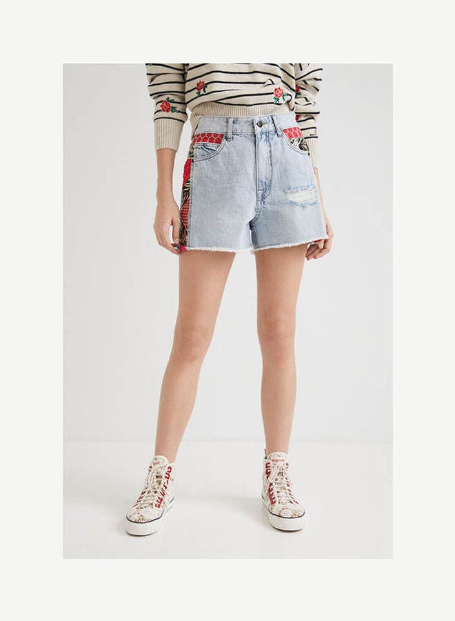 DESIGUAL Patchwork Denim Shorts Denim  - Image 3