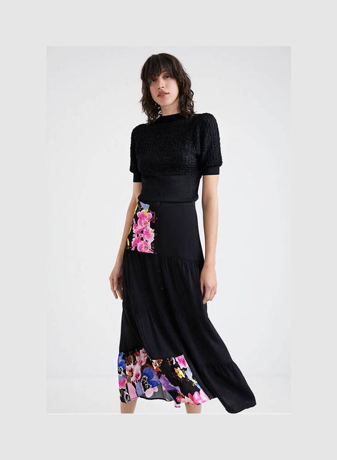 DESIGUAL M. Christian Lacroix Long Skirt Black Print  - Image 1